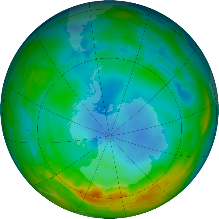 Antarctic ozone map for 19 July 2014